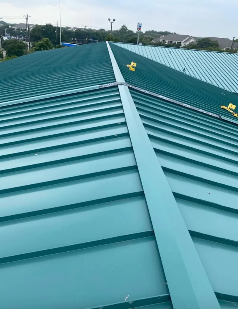 Green commercial metal roof ridge and valley for Metal Roof Repair in Nether Providence